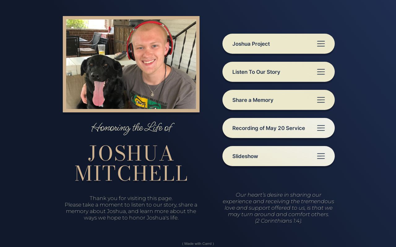 Honoring the Life of Joshua Mitchell